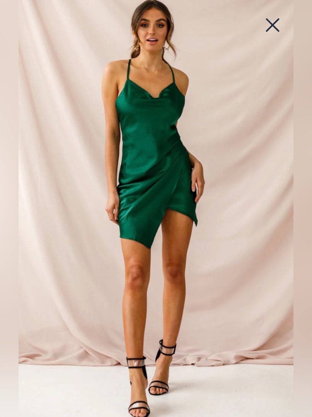 Selfie Leslie Cowl Neck Satin Dress M